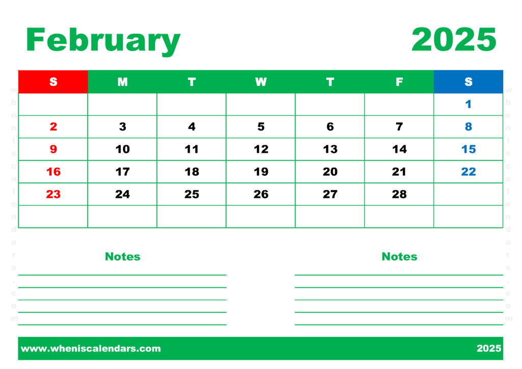 Free Printable February 2025 Calendar