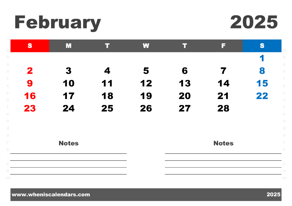 Free Printable February 2025 Calendar